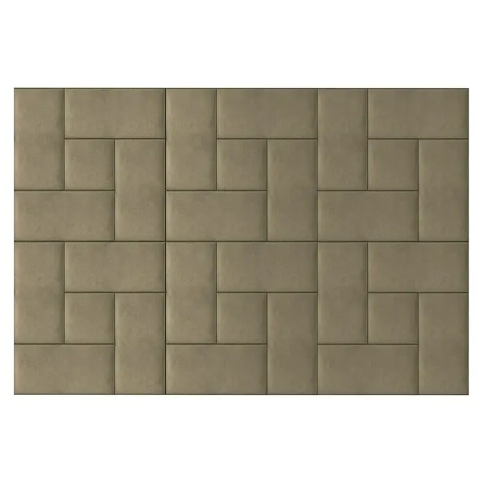 Fllow Wandpolster-Set Velvet A4 - 270 x 180 cm, Taupe - Wandpaneele mit rechteckigen Formen, die ein geometrisches Muster in einem sanften Beigeton bilden. Ein elegantes Design für moderne Innenräume.