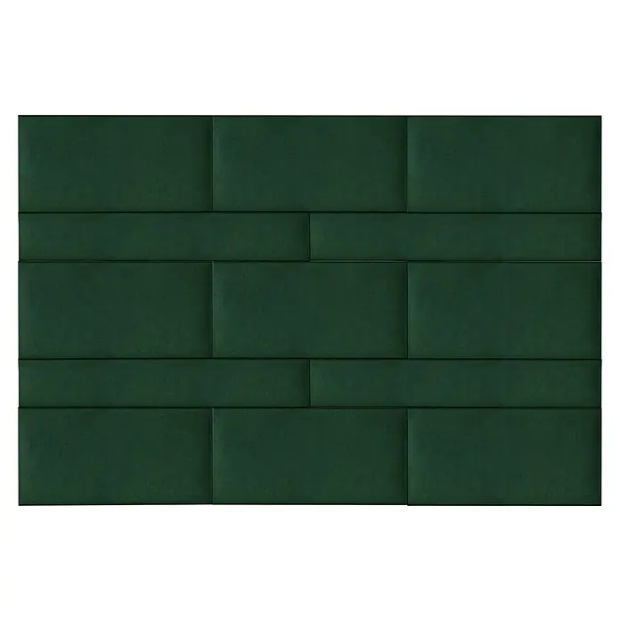 Fllow Wandpolster-Set Velvet B1 - 180 x 120 cm, Grün - Grüne Wandpaneele. Die Wandpaneele haben eine strukturierte Oberfläche und sind in einem dunklen Grünton gehalten.