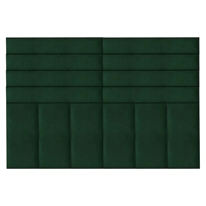 Fllow Wandpolster-Set Velvet B2 - 180 x 120 cm, Grün - Grüne Wandpaneele mit einem modernen, minimalistischen Design, ideal für eine stilvolle Inneneinrichtung. Die vertikalen & horizontalen Linien sind akzentuiert.