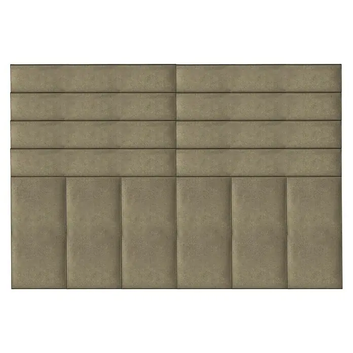 Fllow Wandpolster-Set Velvet B2 - 180 x 120 cm, Taupe - Nahaufnahme einer gepolsterten Wandpaneele mit einem modernen, strukturierten Design, ideal für stilvolle Innenräume.