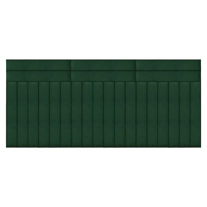Fllow Wandpolster-Set Velvet B3 - 270 x 120 cm, Grün - Dunkelgrünes, getuftetes Paneel-Kopfteil mit vertikalen Akzenten. Elegantes Design für Schlafzimmer mit moderner Ästhetik.