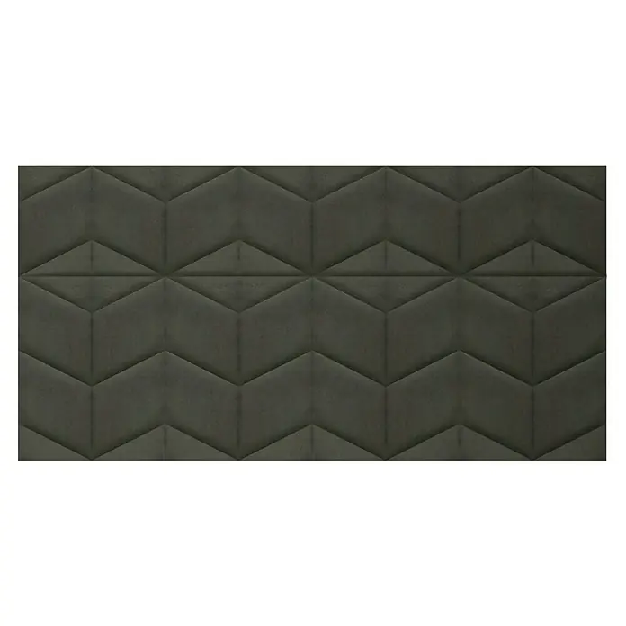 Fllow Wandpolster-Set Velvet C2 - 240 x 120 cm, Anthrazit - Nahaufnahme einer grauen, geometrisch gesteppten Wandplatte, die ein modernes und luxuriöses Design aufweist.