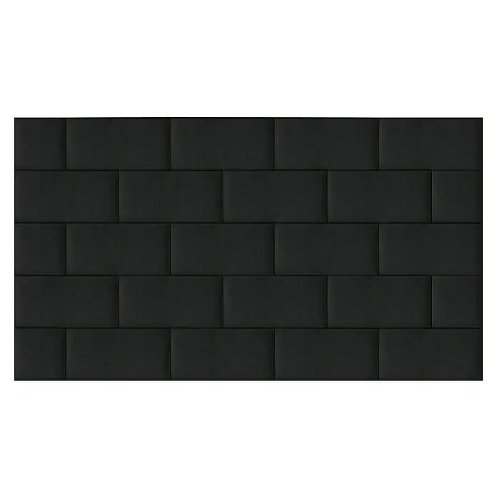 Fllow Wandpolster-Set Velvet A1 - 270 x 150 cm, Schwarz - Nahaufnahme eines schwarzen, rechteckigen Wandpaneels mit strukturierter Oberfläche, ideal für moderne Innenräume.