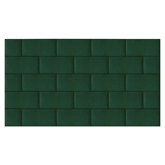 Fllow Wandpolster-Set Velvet A1 - 270 x 150 cm, Grün - Nahaufnahme von grünen Dachziegeln, die ein strukturiertes Muster bilden und das Licht reflektieren. Ideal für hochwertige Dächer.