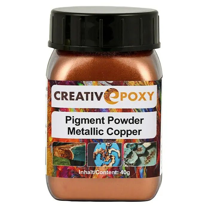 CreativEpoxy Pigment Powder - Metallic Copper - Ein Glas Metallic-Kupfer Pigmentpulver von Creativ Epoxy, ideal zum Einfärben von Epoxidharz. Inhalt: 40g.