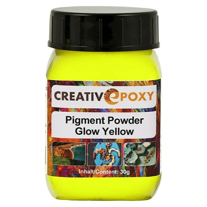 CreativEpoxy Pigment Powder - Glow Yellow - Dose KreativEpoxy Pigmentpulver Glow Yellow. Ideal für Kunstharzprojekte, leuchtet intensiv und verleiht Ihren Kreationen einen strahlenden Effekt.