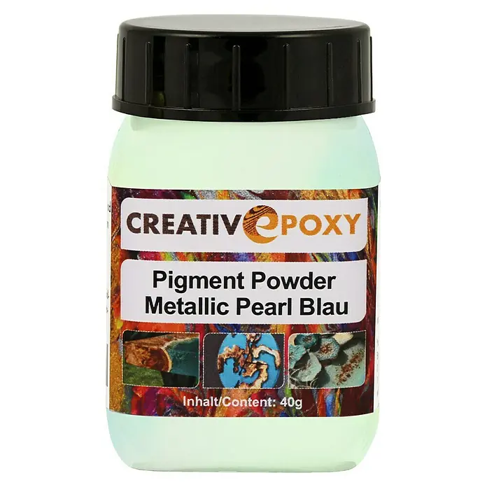 CreativEpoxy Pigment Powder - Metallic PearlBlau - Dose CREATIV EPOXY Pigmentpulver Metallic Pearl Blau, 40g Inhalt, für Kunstharzprojekte und kreative Anwendungen.