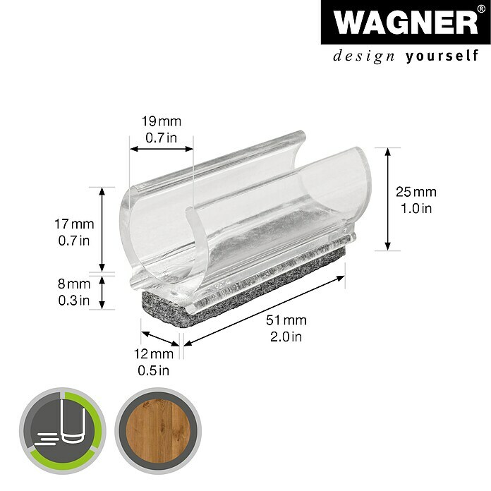 Wagner System KlemmschalengleiterDurchmesser: 19 mm Sketch