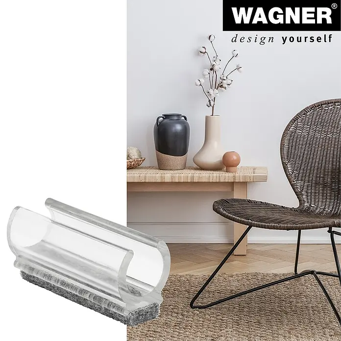 Wagner System Klemmschalengleiter - Durchmesser: 16 mm - Klares Wagner-Rohrprofil mit Filzgleiter. Optimaler Schutz für Ihre Böden und Möbel, einfache Montage durch Aufstecken.