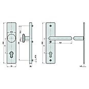 Basi Schutzbeschlag SB 7500 ES0 (Hauseingangstür, Edelstahl, Knopf außen, Drücker innen, Ohne Zylinderabdeckung, Stärke Tür: 38 mm - 45 mm) | BAUHAUS