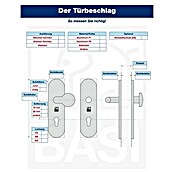 Basi Schmalrahmengarnitur ES0 VMS (Hauseingangstür, Silber, Ohne Zylinderabdeckung, Knopf außen, Drücker innen, Stärke Schild/ Rosette: 15 mm) | BAUHAUS