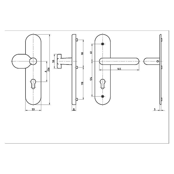 Basi Schutzbeschlag SB 7500 ES1 (Hauseingangstür, Edelstahl, Knopf außen, Drücker innen, Ohne Zylinderabdeckung, Stärke Tür: 38 mm - 58 mm) | BAUHAUS