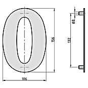 Basi Hausnummer HN 150 (B x H: 106 x 156 mm, Motiv: 0, Edelstahl) | BAUHAUS