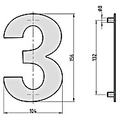 Basi Hausnummer HN 150 (B x H: 104 x 156 mm, Motiv: 3, Edelstahl) | BAUHAUS