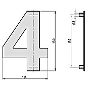 Basi Hausnummer HN 150 (B x H: 114 x 150 mm, Motiv: 4, Edelstahl) | BAUHAUS