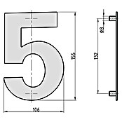 Basi Hausnummer HN 150 (B x H: 106 x 155 mm, Motiv: 5, Edelstahl) | BAUHAUS