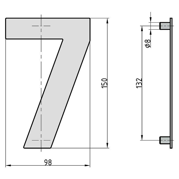 Basi Hausnummer HN 150 (B x H: 98 x 150 mm, Motiv: 7, Edelstahl) | BAUHAUS