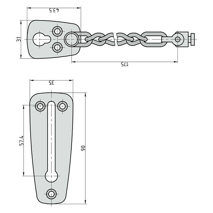 Basi Türkette TK 22Kettenlänge: 17,5 cm, Silber Sketch