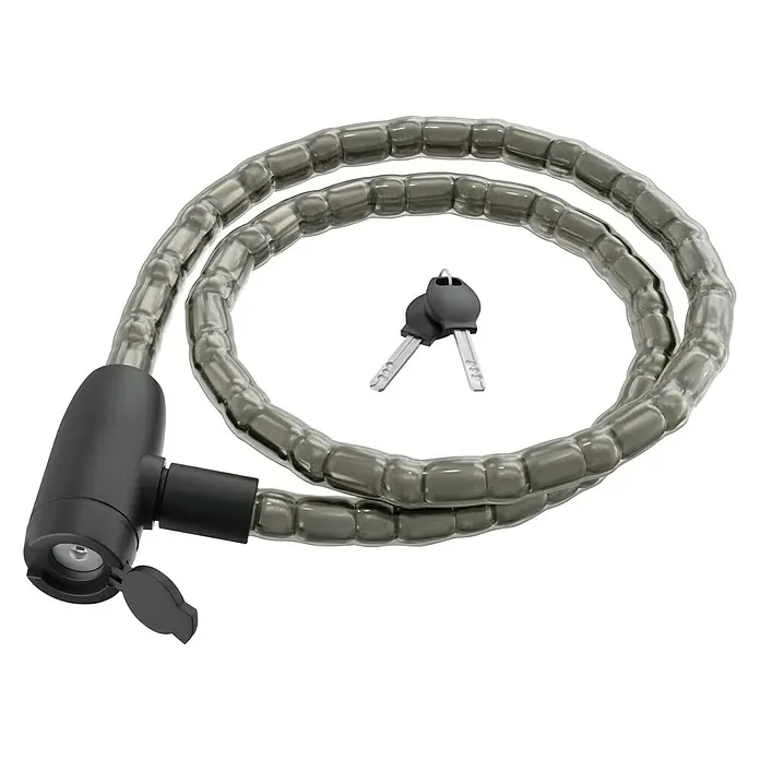 Basi Panzerseilschloss ZR 306 - Breite: 18 mm, Transparent - Ein Fahrradschloss mit zwei Schlüsseln. Ideal zum Sichern Ihres Fahrrads vor Diebstahl, robust und zuverlässig.