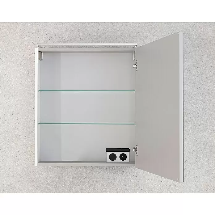 Camargue Stella LED-Spiegelschrank - B x H: 60 x 68,4 cm, Mit Beleuchtung, DIN Anschlag: Rechts, Eiche Maron, Spanplatte - Detailaufnahme