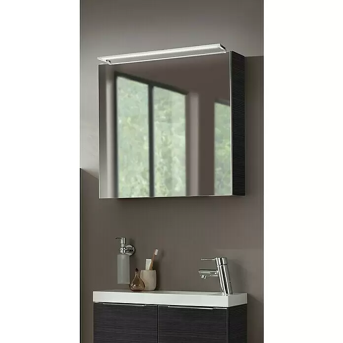 Camargue Stella LED-Spiegelschrank - B x H: 60 x 68,4 cm, Mit Beleuchtung, DIN Anschlag: Rechts, Dark Oak, Spanplatte - Stimmungsaufnahme