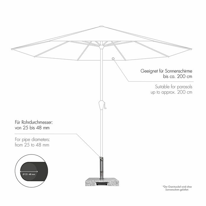 Doppler Active Granitschirmständer (33,9 kg, 45 x 45 cm)