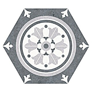 Feinsteinzeugfliese Hexagon Vintage Classic (25 x 22 cm, Grau/Weiß, Glasiert)