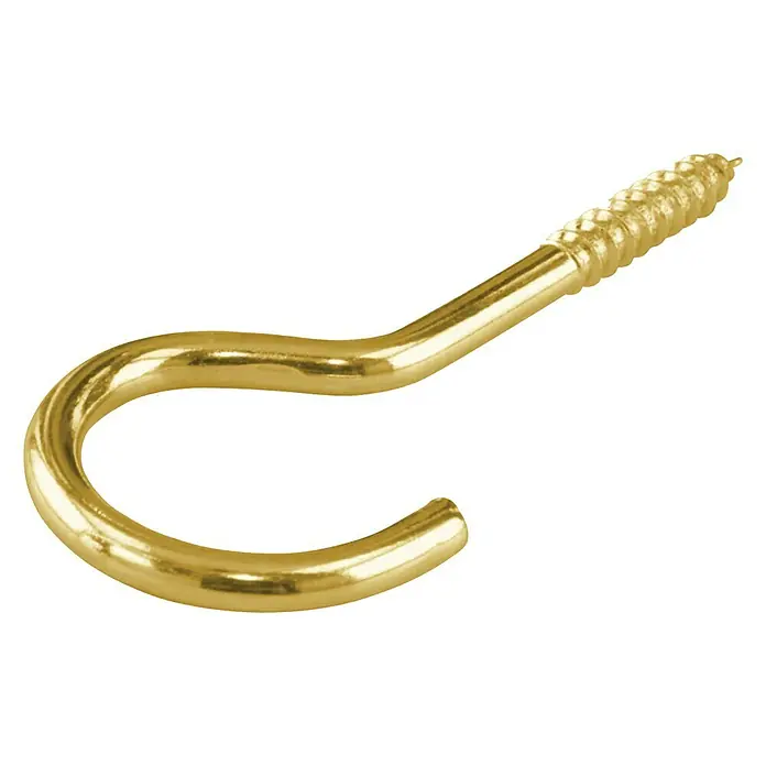 Suki Hembrilla abierta - Largo: 30 mm, 1 ud., Latón - Gancho dorado con rosca para fácil montaje en techos y paredes para objetos ligeros.