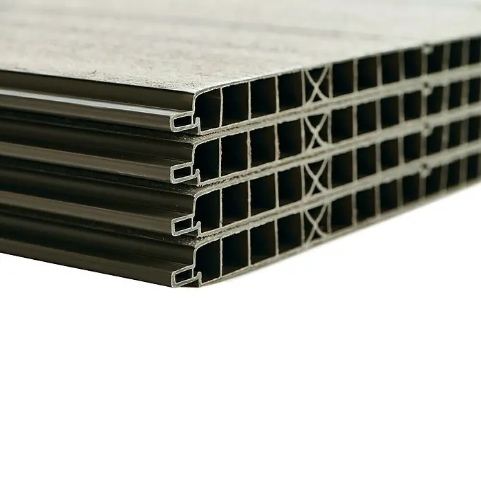 Keter Truhe Patio Store - L x B x H: 73,6 x 140 x 120 cm, Grau - Nahaufnahme von braunen Paneelen mit Hohlkammerstruktur, die sich ideal für Wandverkleidungen eignen.