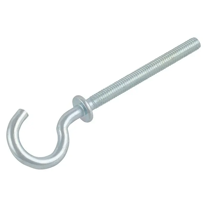 Suki Hembrilla abierta - Ø x L: 32 x 60 mm, 1 ud. - Un primer plano de un gancho de rosca plateado con hilo y una arandela, perfecto para colgar objetos.
