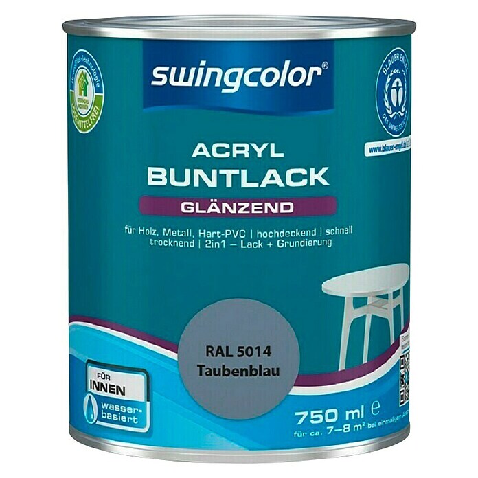swingcolor Pisani lak  (750 ml, Barva: Golobje modra, Sijaj) | 5961 - Acryl Hochglanzlacke farbig | HADL - Lacke | HAD - Farben | HA - Farben | H - Innendeko/Farben | BAUHAUS