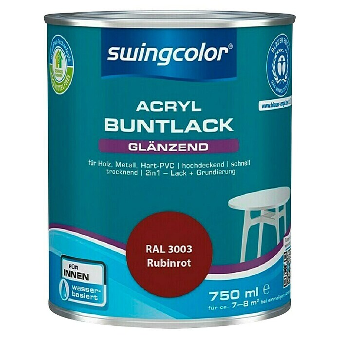 swingcolor Pisani lak  (Rdeča, 750 ml, Sijaj) | 5961 - Acryl Hochglanzlacke farbig | HADL - Lacke | HAD - Farben | HA - Farben | H - Innendeko/Farben | BAUHAUS