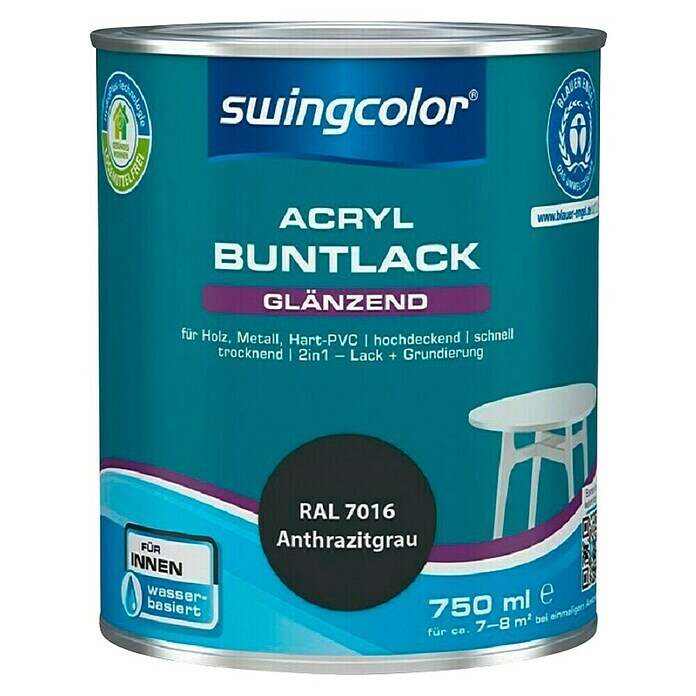 swingcolor Pisani lak  (Antracitno siva, 750 ml, Sijaj) | 5961 - Acryl Hochglanzlacke farbig | HADL - Lacke | HAD - Farben | HA - Farben | H - Innendeko/Farben | BAUHAUS
