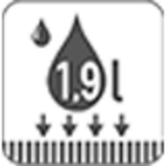 Wasseraufnahme 1,9 l/m²