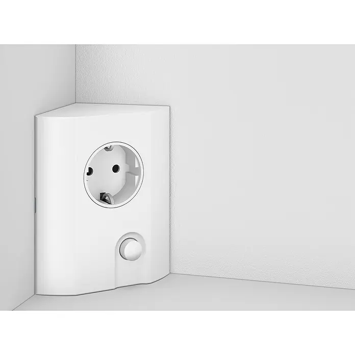 Camargue LED-Spiegelschrank Vela - B x H: 72 x 68,5 cm, Holz, Weiß - Ecksteckdose für eine einfache und platzsparende Stromversorgung in Ecken, mit integriertem Schalter für zusätzlichen Komfort.