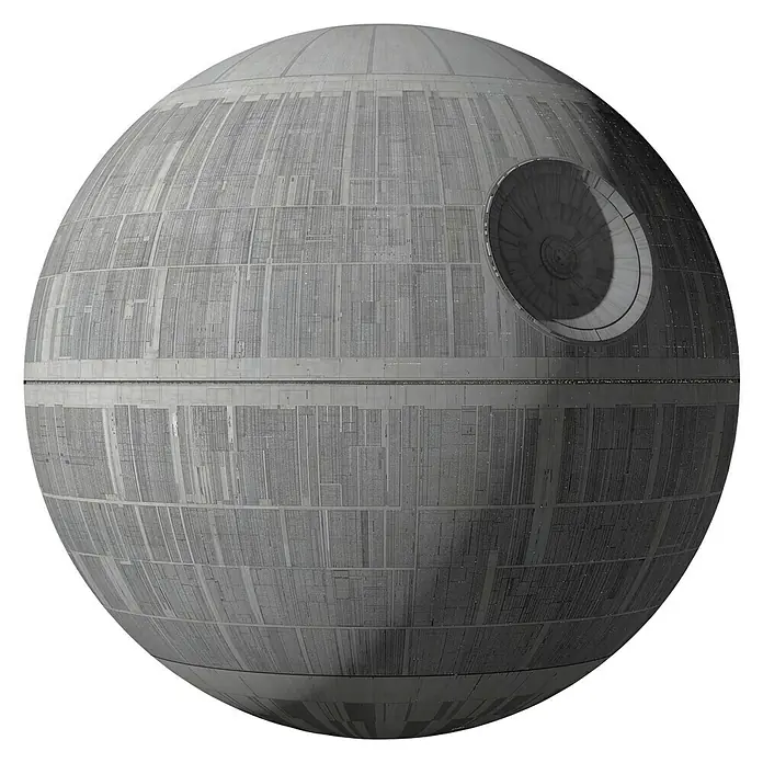 Komar Star Wars Dekosticker Death Star XXL - B x H: 127 x 127 cm - Nahaufnahme des Todessterns, einer beeindruckenden Raumstation aus Star Wars, mit detaillierten Oberflächenstrukturen und ikonischem Superlaser.