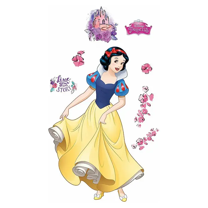 Komar Dekosticker Snowwhite XXLB x H: 127 x 200 cm - Schneewittchen Wandsticker mit Schloss und Blumen. Dekorative Wandgestaltung für Kinderzimmer mit Disney Prinzessin Schneewittchen.