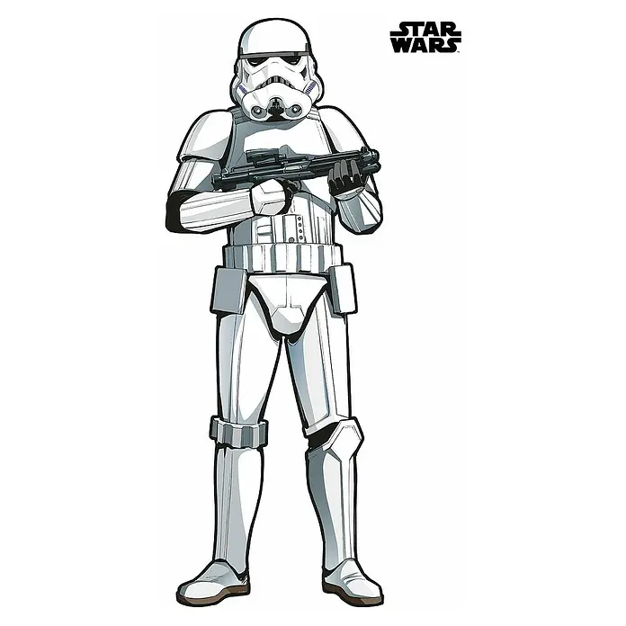 Komar Star Wars Dekosticker Stormtrooper XXL - B x H: 127 x 188 cm - Abbildung eines Stormtroopers aus Star Wars, der in seiner ikonischen weißen Rüstung posiert und ein Blaster-Gewehr hält.