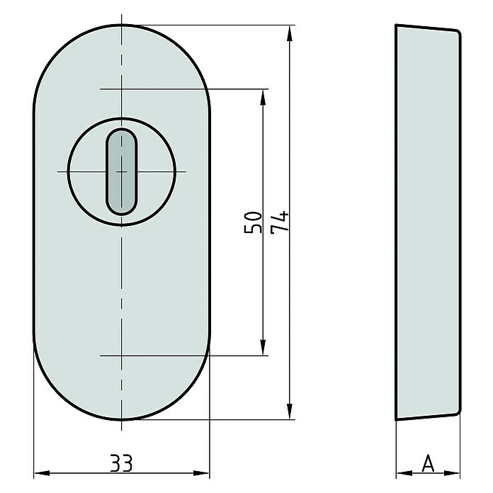 Basi Rosette SR 4100 ZA (Form Rosette: Oval, Edelstahl, L x B x H: 74 x 33 x 14 mm) | BAUHAUS