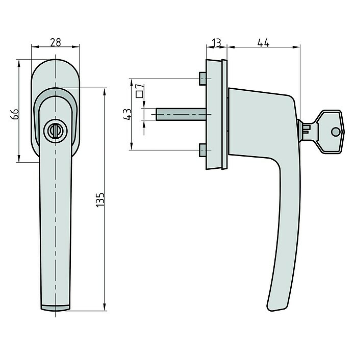 Basi Fenstergriff (Aluminium, Abschließbar) | BAUHAUS