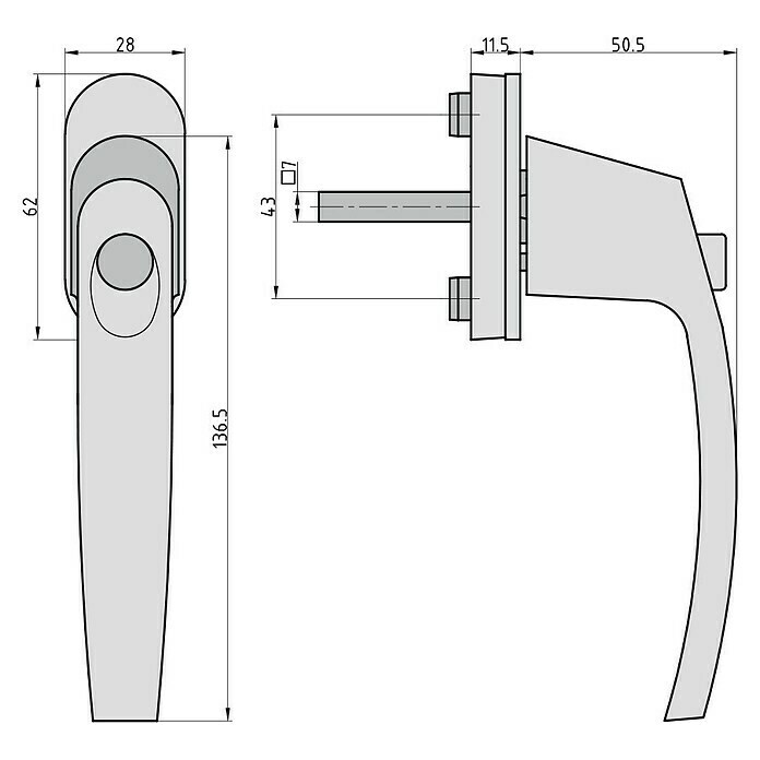 Basi Fenstergriff FG 514 (Silber) | BAUHAUS