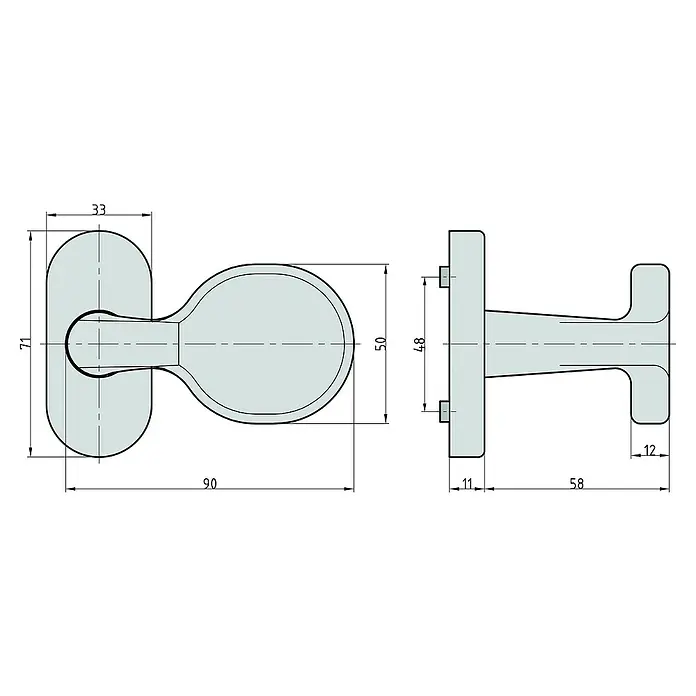 Basi Knopfdrücker auf Rosette SR 5000Vierkantstift: 8 mm, Silber, Drehbar