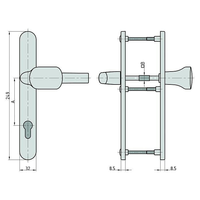 Basi Schutzbeschlag SRW 4100 PZ (Edelstahl, Material: Aluminium, Türstärke: 45 mm - 82 mm) | BAUHAUS