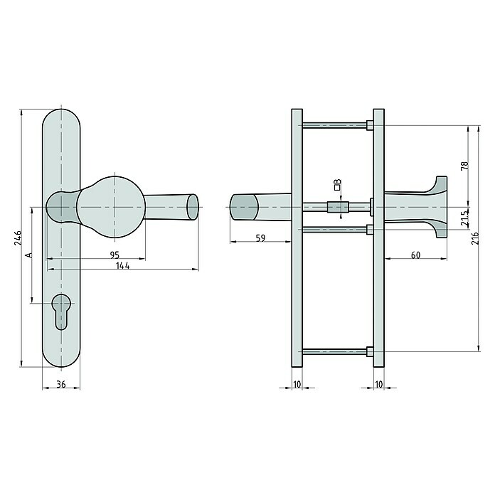 Basi Schutzgarnitur SRW 4100 PZ (Edelstahl, Stärke Tür: 45 mm - 82 mm) | BAUHAUS