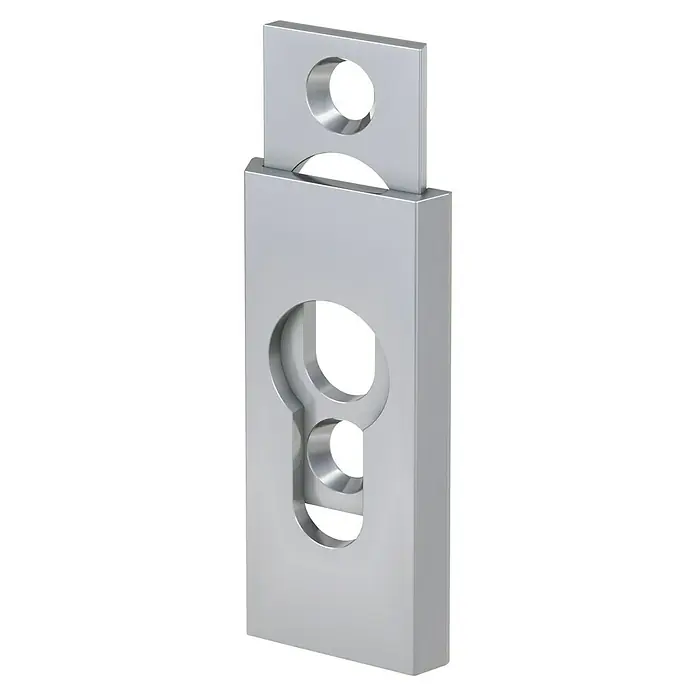 Basi Schlüsselschild SR 450Silber, Stärke Rosette: 6 mm - Nahaufnahme eines Loadpins aus Metall mit mehreren Löchern, der in einem modernen Design gefertigt ist und eine hohe Präzision aufweist.
