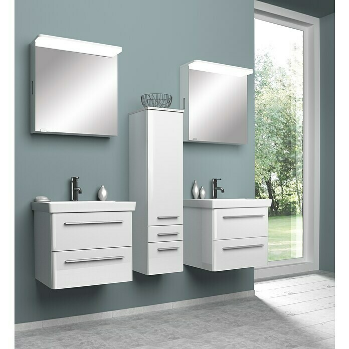 Modern 3.0 Led-spiegelkast (b x h: 60 x 70 cm, Rechts, Met verlichting, Spaanplaat, Wit)