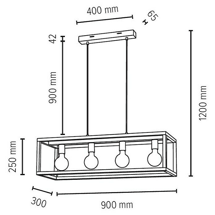 Spotlight Pendelleuchte (60 W, Eiche, Höhe: 90 cm)