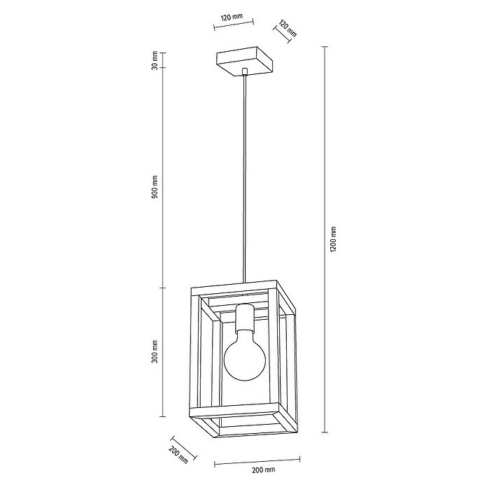 Spotlight Pendelleuchte (60 W, Eiche, Höhe: 120 cm)