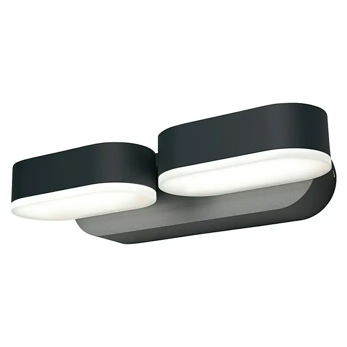 Ledvance LED-Außenwandleuchte Endura Style Mini Spot - 13 W, 100 x 230 x 54 mm, Grau, IP44 - Moderne LED-Wandleuchte in Grau, mit zwei Lichtquellen für eine stilvolle Beleuchtung im Innenbereich.