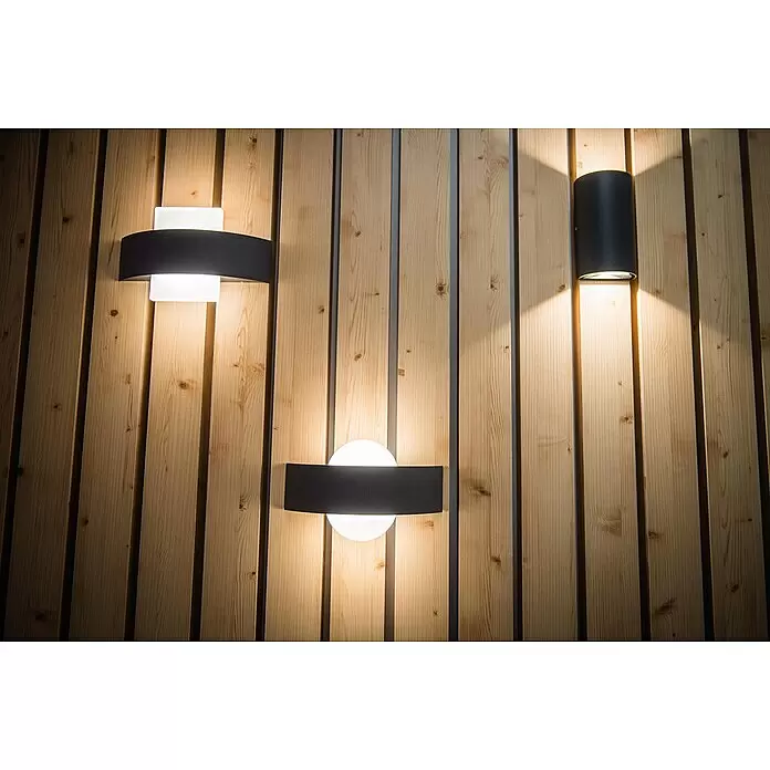 Ledvance LED-Außenwandleuchte Updown - 12 W, 5,5 cm x 9 mm x 16 cm, Anthrazit, IP44 - Stimmungsaufnahme